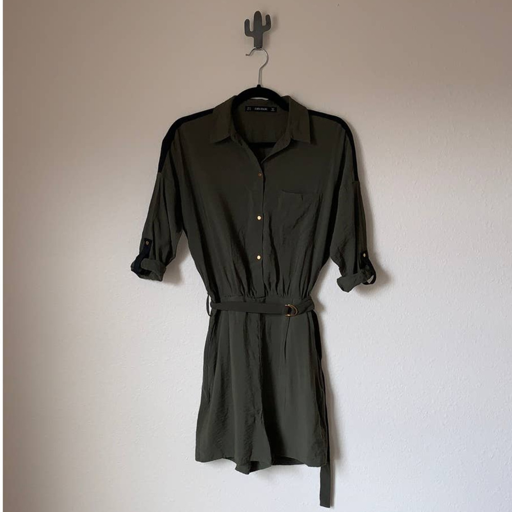 {Zara Basic} Army Green Romper - image 1